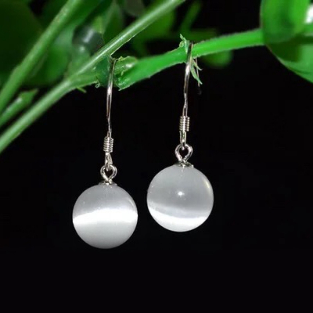 Gray zip crystal ball earrings